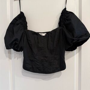 Astr Black Puff Sleeve Top size S